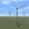 wind turbine farm in motion